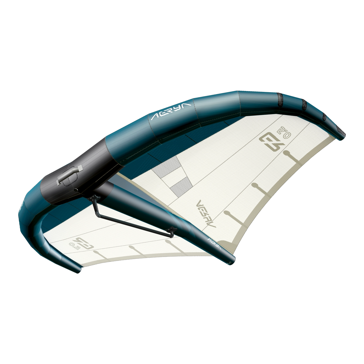 Aeryn X1 Ocean Blue wing — three-quarter underside view / vue de trois quarts, intrados